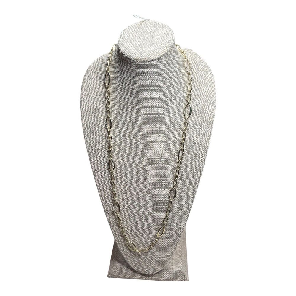 Daisy Fuentes Gold tone Oval Chain Link 18" Necklace w/ Clear Rhinestones Stamp
